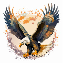 Obraz premium haast’s eagle diving talons first with dense stipple cadences sequential feather lines and voided sky