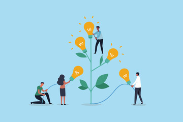 Teamwork and collaboration cultivating bright ideas and innovation growth © Pabitra