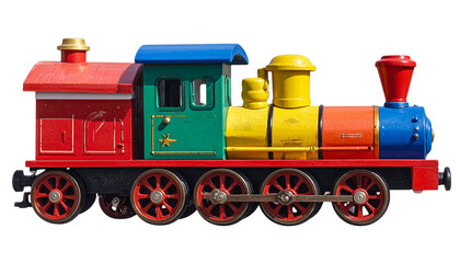 Toy Train PNG, Colorful Miniature Train with Engine and Coaches, Transparent Background, Kids Plaything Illustration, Childhood Fun Design