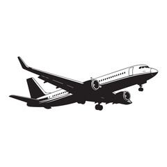Stylized Black and White Airplane Illustration Vector