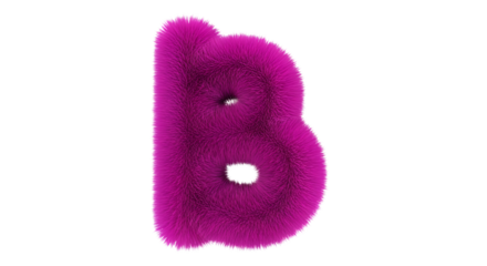Fuzzy Pink Letter B Isolated on Black Background Soft Texture and Cute Design Element