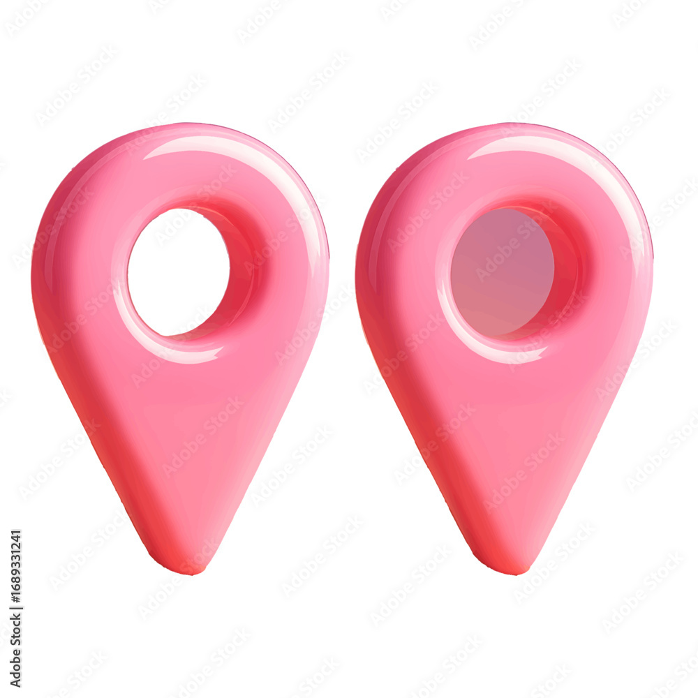 Leinwandbilder pink 3d heart-shaped map pointer icon set on a white background for gps navigation and location illu