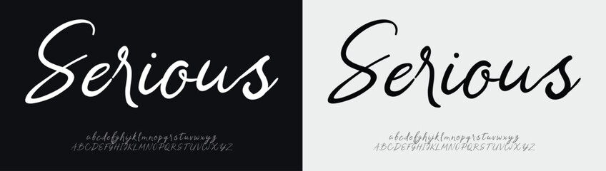 Serious Signature Elegant Branding Typeface. Handwritten Script Editable Text Effect Template. vector illustration 

