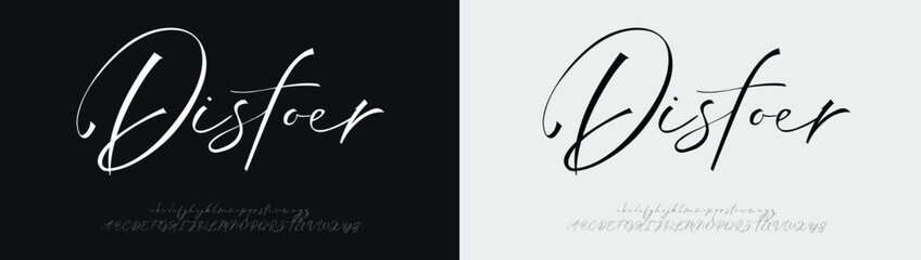 Distroer Signature Modern Branding Font. Elegant Script Font for Wedding Invitations, Business Branding, and Fashion Projects . vector illustration 
