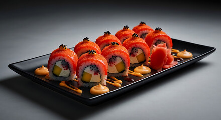 Fiery and Delicious Sushi Roll Platter