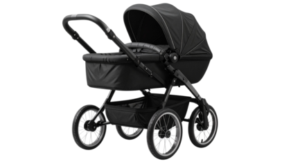 Baby Carriage PNG, Classic Infant Stroller with Wheels and Handle, Transparent Background, Baby Transport Illustration, Newborn and Parenting Design
