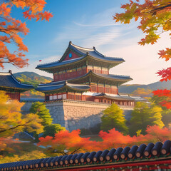Fototapeta premium Gyeongbokgung palace in autumn South Korea