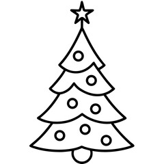 Minimalist line art Christmas tree with ornaments vector illustration for modern festive design,
Christmas tree line vector,
Minimal ornamented holiday tree,
Clean festive Christmas tree drawing
