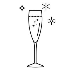 Minimalist line art New Years champagne glass vector illustration for festive and modern design,
New Year toast glass vector,
Minimal champagne flute sketch,
Elegant holiday drink line art
