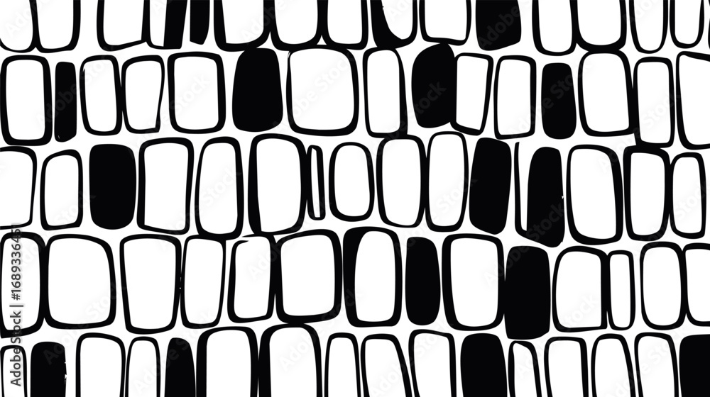 Poster abstract black and white pattern with irregular rounded shapes. vector illustration