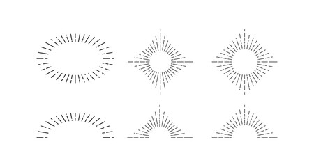 Minimalist geometric sunburst and radiant line art designs for artistic creations