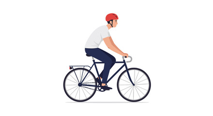 Obraz premium Man Riding Bicycle with Red Helmet Illustration.