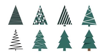 Obraz premium Modern geometric pine trees collection for winter designs