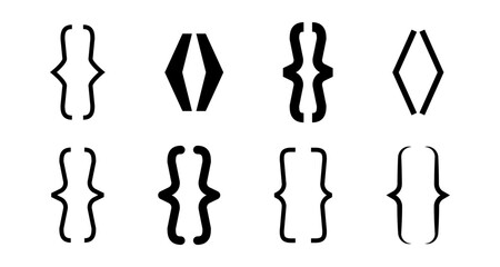 Collection of bracket symbols in minimalist and geometric designs