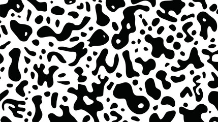 Abstract black and white cow print pattern with irregular shapes. Vector illustration