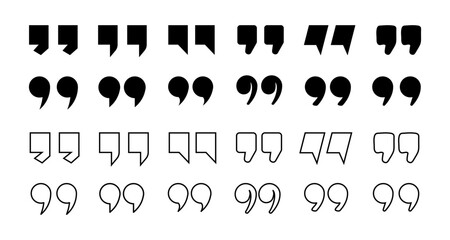 Diverse quotation mark styles collection in bold and linear design