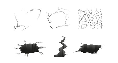 Set of realistic crack textures for creative design projects