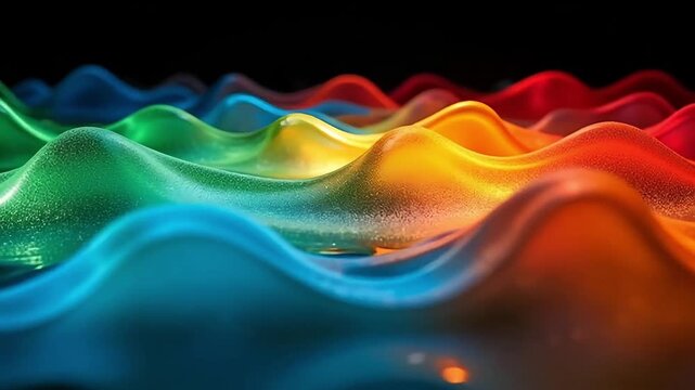 Vibrant abstract waves of color morph and flow, creating dynamic, fluid motion for modern design backgrounds.
