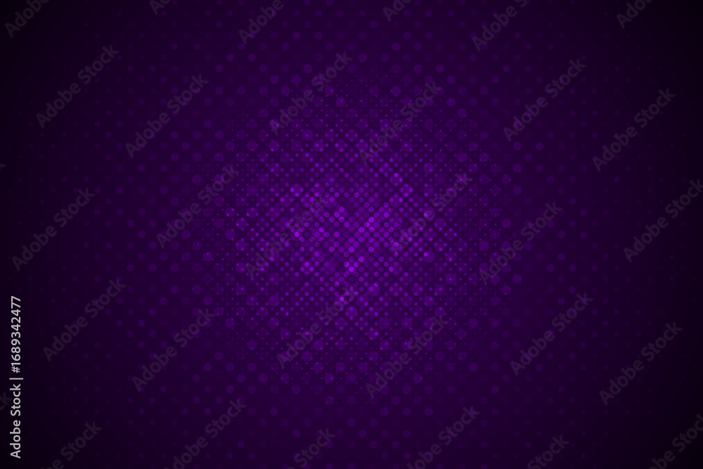 Poster stylish purple halftone dots with gradient light effect, creating modern geometric background for di