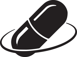 Rotating Capsule Icon for Medical Stock Photos.  A simple, black and white icon of a capsule in rotation.
