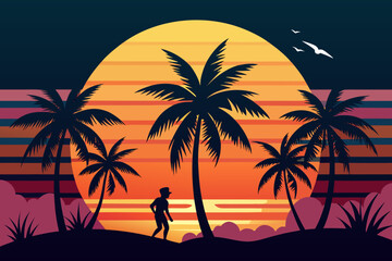 silhouette of a woman on the beach