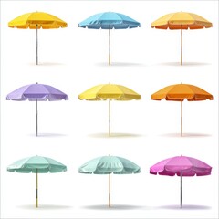 Obraz premium Colorful umbrellas on a sunny day. These vibrant umbrellas offer a refreshing escape from the sun
