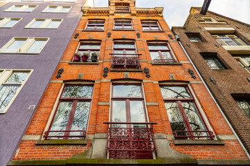 Facade of the antique residential house.