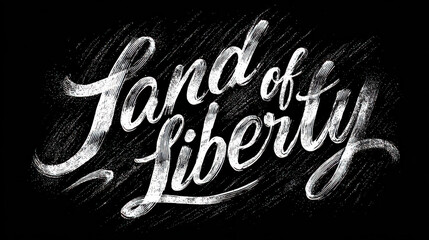 Land of Liberty: Inspiring Handcrafted Typography Emphasizing Freedom and Patriotism with Bold Brushstroke Design