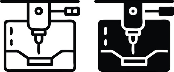 3D Printer Icon, Additive Manufacturing Machine Symbol, Industrial Technology Vector, Modern Production Illustration