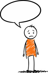 Confused Stick Figure with Empty Thought Bubble