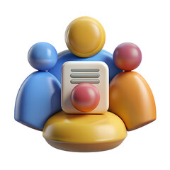3D icon of a diverse team collaborating on a document or project, with a transparent background - Generative AI
