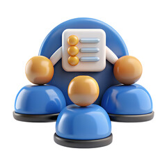 3D icon of a team or group with a checklist for project management, with a transparent background - Generative AI
