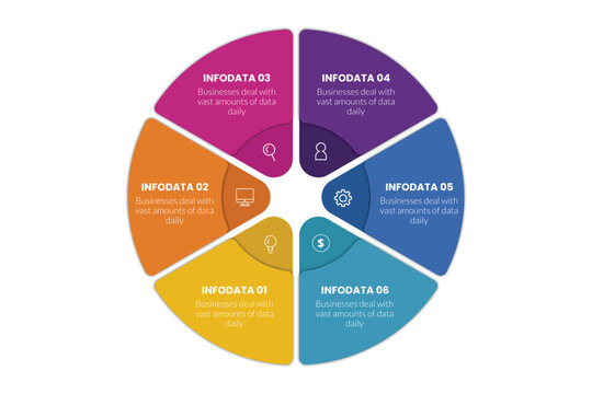 6th step circle infographic design vector, modern design template for infographics