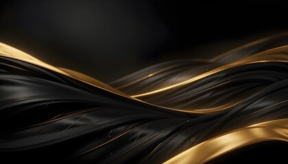 Luxury minimalist wallpaper with black gradient and golden metallic stripes