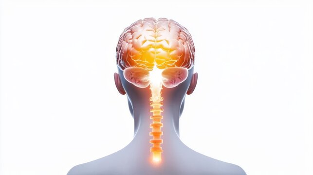 A detailed illustration of the human brain and spinal cord showcasing neural connections and functions.