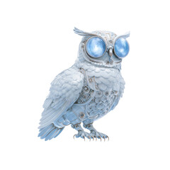 Steampunk Owl Mechanical Avian Sculpture with Glowing Eyes