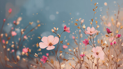 Elegant wedding invitation card background watercolor pictures Natural little a Gerbera flower field in a lifestyle style expressing wonder with pastel floral shades and golden lighting harmony