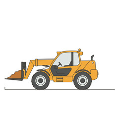 Orange Telehandler Loader on White Background