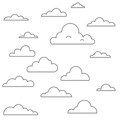 Outlined Clouds Pattern White Background