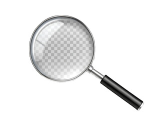 Fototapeta premium Versatile magnifying glass with a chic black handle suitable for various tasks isolated on white background PNG. Ai generated