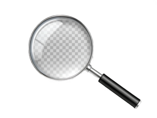 Versatile magnifying glass with a chic black handle suitable for various tasks isolated on white background PNG. Ai generated