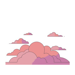 Pink And Purple Clouds Sunset Illustration