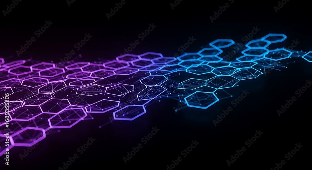 Aufkleber abstract futuristic technology background with a glowing hexagonal grid representing a digital netwo