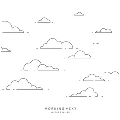 Simple Line Art Clouds in a White Sky