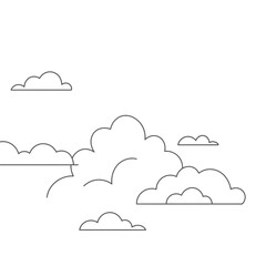 Simple Line Art Clouds in a White Sky
