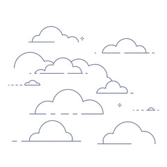 Simple Line Art Cloudscape: Minimalist Cloud Illustrations