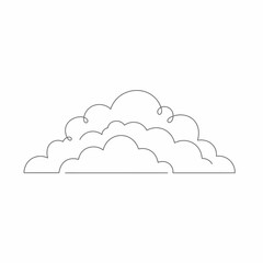 Simple Line Art Drawing of Fluffy Clouds on White Background
