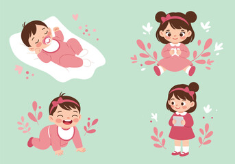 Baby girl and toddler, vector illustration design