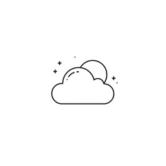 Simple Line Art Illustration of a Cloud and Sun
