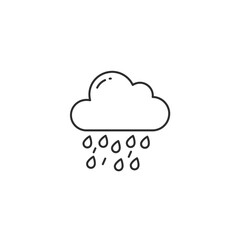Simple Line Art Illustration of a Rain Cloud